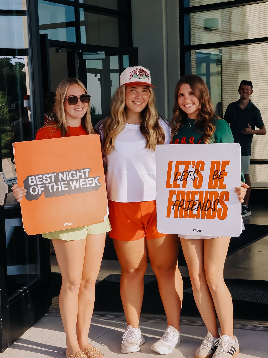 Elevate students welcoming friends with Best Night of the Week signs